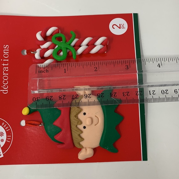 5 pc lot Christmas tree ornaments decorations, elf, candy canes, balls, NEW - Picture 8 of 16